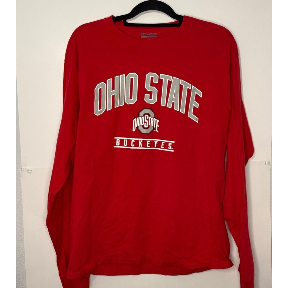 Champion Men's Ohio State Buckeyes Long Sleeve Red T-Shirt Large